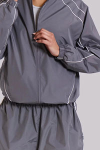 Women’s Windbreaker Tracksuit Set Custom Logo Lightweight Nylon Track Jacket Wide Leg Pants Casual Sportswear <b>Athletic</b> Suit - Product Image 4