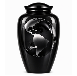 Beautiful <b>Black</b> and <b>White</b> Sticker with Enamel Memorial Cremation Urn for Adults Human Funeral Ashes - Product Image 2