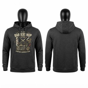 <b>Men</b> Barber Hoodie 240 GSM Premium Cotton/Polyester Fleece <b>Black</b> <b>Sweatshirt</b> Custom DTF Barber Pole Scissors Autumn Pocket - Product Image 1