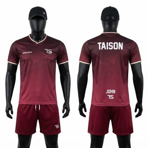 160 GSM Quick Dry Polyester <b>Table</b> <b>Tennis</b> Uniform Burgundy Gradient Custom Logo Team Sports Set - Product Image 1