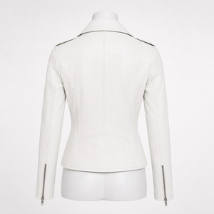 Veste en cuir pour femme tendance, offrant une coupe confortable, une construction robuste et des détails classiques, idéale pour les tenues urbaines et les voyages. - Product Image 4