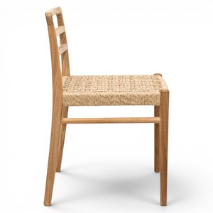 Silla de Comedor de Madera de Teca Sólida Estilo Japandi al por Mayor con Asiento de Cuerda Tejida, Silla Nórdica Minimalista para Proyectos de Restaurantes y Hoteles, Fabricante - Product Image 3