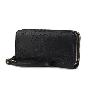 Portefeuille-bracelet en cuir véritable pour femme Mia K avec motif floral, élégant sac à bandoulière par Ellie - Product Image 1