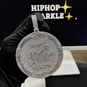 Custom Brand Logo Luxury Geometric 18K Gold Plated 925 Sterling Silver VVS Moissanite Micro Pave Hip Hop Medallion Charm - Product Image 3
