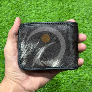 Portefeuille de luxe fait main en cuir de vachette véritable pour homme, fin, avec porte-cartes et extérieur en cuir à poils longs - Product Image 3