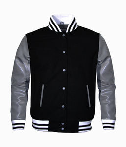 Chaqueta Varsity Vintage Personalizada con Mangas de Cuero para Invierno, Chaqueta Universitaria con Letras Bordadas, Estilo Béisbol, para Hombre - Product Image 1