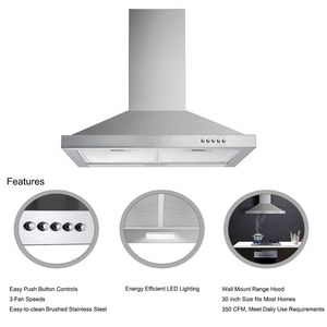 Cappa da Cucina a Parete in Acciaio Inossidabile da 30 Pollici con Ventilazione da 450 CFM e Lampada LED, 3 Velocità, Nuovo Design - Product Image 4