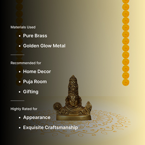 Busto de Latón Hecho a Mano del Dios Perumal (Venkateswara) para Decoración del Hogar, Regalo de Puja, 8.5 cm - Product Image 6