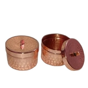 High Quality Handmade Hammered Copper <b>Candle</b> Jar with lid Polished Natural Finish 5 oz Christmas Luxury Empty Round Container - Product Image 4