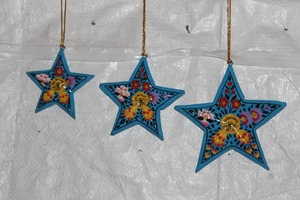 Handcrafted Kashmir Paper Mache <b>Star</b> Hanging Ornament – Hand Painted Floral Christmas <b>Star</b> <b>Decoration</b> - Product Image 2