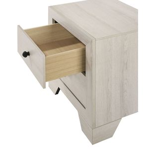 Comodino in Legno con Finitura Rustica Bianco Anticato, 1 Pezzo, con Due Cassetti per Stoccaggio - Product Image 2