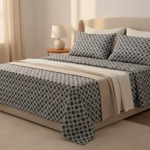 Ensemble de draps double en microfibre moderne au fini doux couleur pêche |   Literie écologique 200TC légère, respirante et résistante à la décoloration - Product Image 1