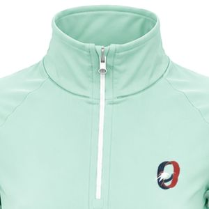 Haut de sport athlétique vert menthe pour femme avec quart de zip, panneau floral sur la manche, manches longues, pour entraînement et fitness - Product Image 6