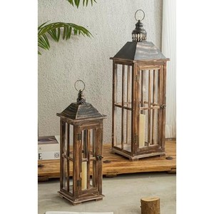 Lanterne décorative artisanale en bois de Sheesham avec insert en verre |   Vente en gros - Product Image 5