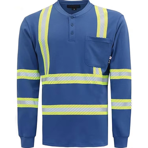 Camiseta Polo de Manga Larga de Seguridad con Luces LED Reflectantes ANSI Clase 2 de Alta Visibilidad para Hombre, Ropa de Trabajo de Construcción Halex International - Product Image 1