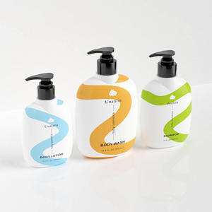 Cosmetic Custom Packaging Unalilia <b>200ml</b> 300ml 500ml Lotion Body Wash Shampoo White Flat PET Silk Screen Printed Pump <b>Bottles</b> - Product Image 3