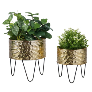 Ensemble de pots à fleurs en métal doré de qualité supérieure, pots à plantes de table en forme de nid d'abeille, pots ronds faits à la main, parfaits pour la décoration intérieure - Product Image 6