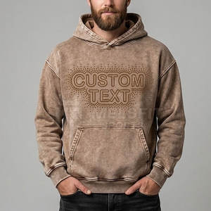 Sudaderas con Capucha para Hombre, Lavado Ácido, con Pedrería, Transpirables, Cómodas, Casuales, Modernas, Estilo Urbano, Mezcla de Algodón Suave, para Uso Diario - Product Image 3