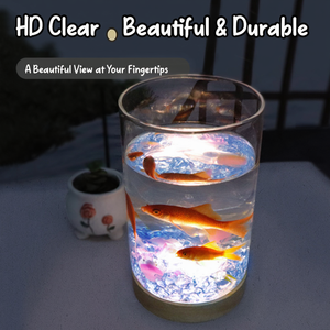 Aquarium de bureau créatif en verre pour betta avec base lumineuse LED, décor en perles de cristal de glace, mini-bol aquascape, ensemble complet - Product Image 3