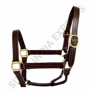 Cabestro para Caballo de Cuero Genuino SIE, Triple Costura con Herrajes de Latón Sólido, Collar Ajustable Premium para Equitación - Product Image 4