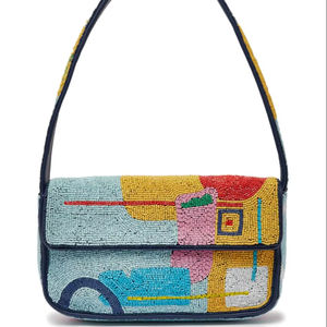 Bolso de Hombro Hecho a Mano con Cuentas Multicolores, Patrón Geométrico, Bolso Pequeño con Solapa, Accesorio de Moda para Mujer, Bolso de Mano para Fiesta o Noche - Product Image 1