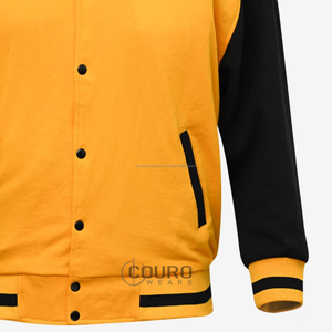 Chaqueta universitaria barata de algodón de alta calidad personalizada chaquetas doradas unisex con letras bordadas - Product Image 4