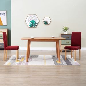 Juego de 2 Sillas de Comedor de Tela Color Vino Tinto con Madera de Caucho, un Complemento Elegante y Estilizado para su Espacio de Comedor - Product Image 1