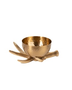 Moderna y rústica tazón de servir dorado con diseño de cuerno de ciervo martillado, duradero y ecológico, ideal para exhibir en fiestas. - Product Image 3