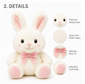 Lindo Peluche de Conejo, Juguete de Peluche Suave, Muñeco de Conejo Kawaii, Regalo para Niños, Juguete de Peluche Súper Suave para Abrazar, Conejo para Dormir - Product Image 3