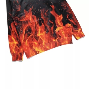 Sweat à capuche ample et tendance 100 % polyester à séchage rapide avec impression numérique 3D effet flamme pour l'automne – Vente en gros - Product Image 3