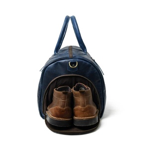 Customized Large Genuine Leather Travel Weekender <b>Overnight</b> Duffel <b>Bag</b> with shoe compartment Luggage <b>Bags</b> for Men - Product Image 1
