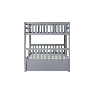 Letto a castello convertibile Full Over Full in legno di gomma con letto estraibile, scaletta e sponde di protezione - Letti per bambini con letto estraibile singolo - Product Image 1