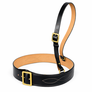 Cinturón Sam Browne de Cuero Genuino con Correa Cruzada para el Hombro – Estilo Clásico de Uniforme, 34 Pulgadas - Product Image 1