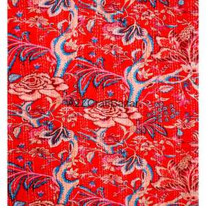 Edredón Kantha Indio Hecho a Mano, Reversible, Vintage, Ecológico, para Todas las Estaciones, Bordado, Tamaño Doble, 100% Algodón Orgánico para el Hogar - Product Image 2