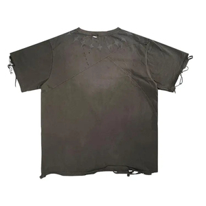 T-shirts vintage délavés à l'acide 100% coton, manches courtes, coupe déchirée, unisexes, pour hommes, vente en gros - Product Image 4