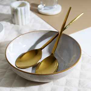 Ensemble de Cuillères à Salade Polies de Haute Qualité avec Poignée Design en Acier Inoxydable, Cuillère de Service Lavable au Lave-Vaisselle pour la Cuisine - Product Image 1