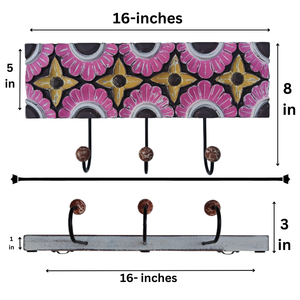 Smart Art Wood Carving Multi Painted <b>Wall</b> Hanging Decor 3 <b>Hooks</b> Wooden <b>Wall</b> Mount <b>Key</b> Hanger Engineered Wood Handmade <b>Key</b> Racks - Product Image 6