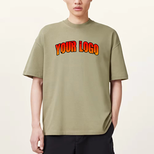 เสื้อยืดโอเวอร์ไซส์สีกากีสำหรับผู้ชาย ทรงหลวม คอวี แขนสั้น สไตล์ลำลอง สตรีทแวร์ ผ้าฝ้าย 100% เนื้อผ้าเบา ทรงบ็อกซี่ - Product Image 1