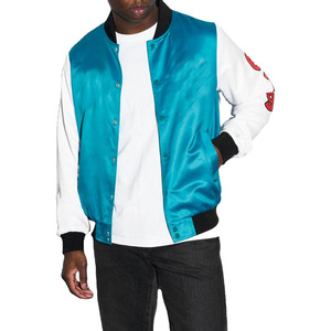 Veste bomber décontractée coupe-vent en satin gris, manches longues, épaisse, enduite, en polyester satiné pour homme - Product Image 4