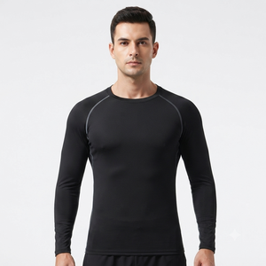 Chemise de protection anti-UV à manches longues pour homme, noire, en polyester, séchage rapide - Product Image 1