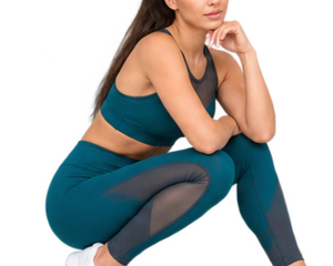 Breathable Lightweight Plus Size Simple Seamless Yoga <b>Bra</b> Leggings Set <b>Sheer</b> Panel Crop Top Two Piece Activewear For Women - Product Image 5