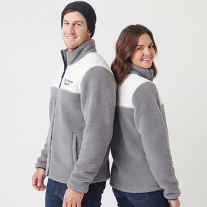 Veste polaire d'hiver à col montant et fermeture éclair, en sherpa de haute qualité, avec broderie personnalisée - Product Image 5