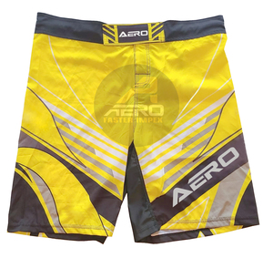 Shorts de combat AERO MMA pour hommes, taille haute, bleu et jaune, respirants, durables, vêtements d'entraînement pour arts martiaux - Product Image 4