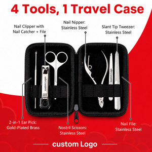 Custom Logo 5 Piece Stainless Steel <b>Nail</b> Kit With Clipper Scissor File Portable Manicure Set <b>Case</b> - Product Image 4