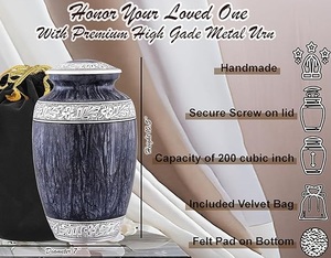 Urna Conmemorativa de Aluminio Antigua de Fabricante Confiable para Cenizas de Cremación Humana con Grabado Decorativo Tradicional y Duradero - Product Image 2
