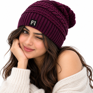 Wholesale Private Label <b>Slouchy</b> Cable Knit <b>Beanies</b> Custom Logo Ribbed Cuff Winter Cap Soft Warm Fashion <b>Hat</b> for Women's USA - Product Image 1