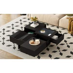 U-Can 33 ''metà del secolo moderno tavolo quadrato in legno con 3 cassetti e vetro temperato gambe in legno massiccio per soggiorno - Product Image 6