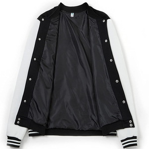 Veste universitaire personnalisée pour homme, noire et blanche, style Letterman, bomber de baseball, streetwear, mode décontractée, uniforme universitaire en polaire - Product Image 6