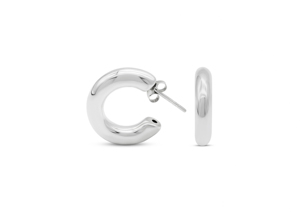Plain Round C-Shape Minimalist 925 <b>Sterling</b> <b>Silver</b> <b>Stud</b> Earrings [4.5mm Diameter] - Product Image 1