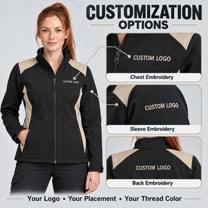 <b>Women</b> Softshell <b>Jackets</b> Custom <b>Embroidered</b> Logo Lightweight Outdoor Full Zip Long Sleeve Casual Teamwear Wholesale OEM Outerwear - Product Image 5